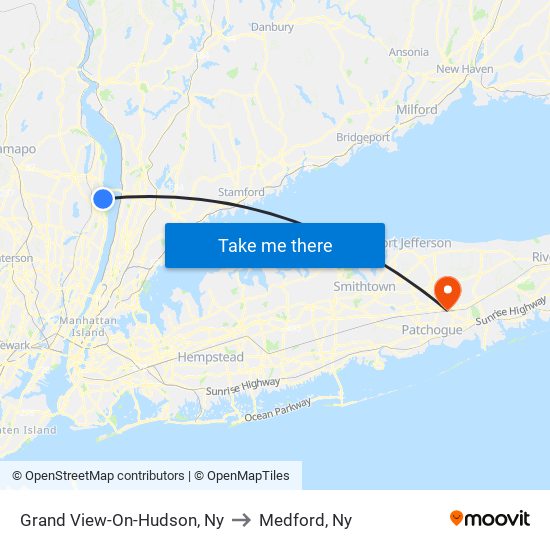 Grand View-On-Hudson, Ny to Medford, Ny map