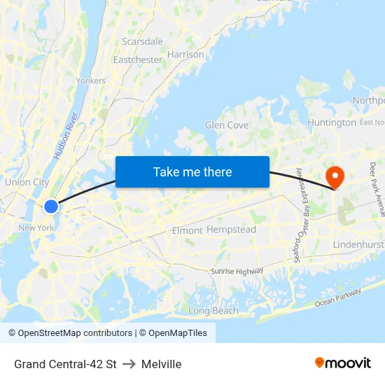 Grand Central-42 St to Melville map