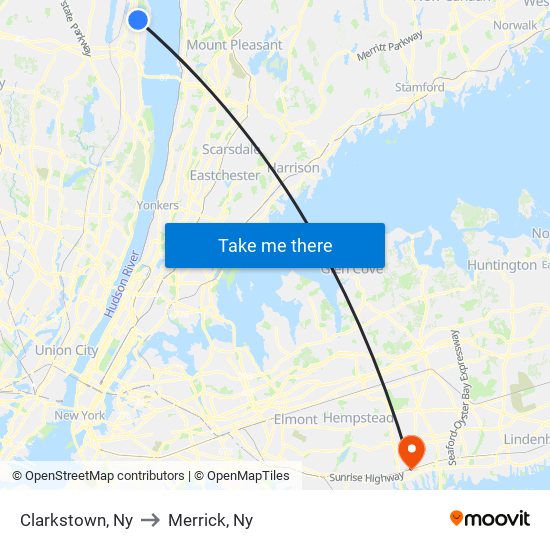 Clarkstown, Ny to Merrick, Ny map