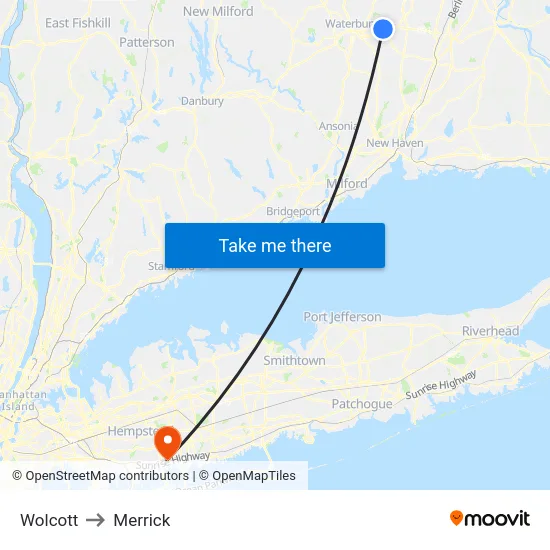 Wolcott to Merrick map