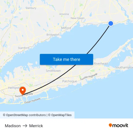 Madison to Merrick map