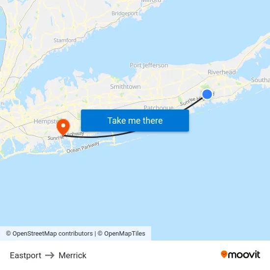Eastport to Merrick map