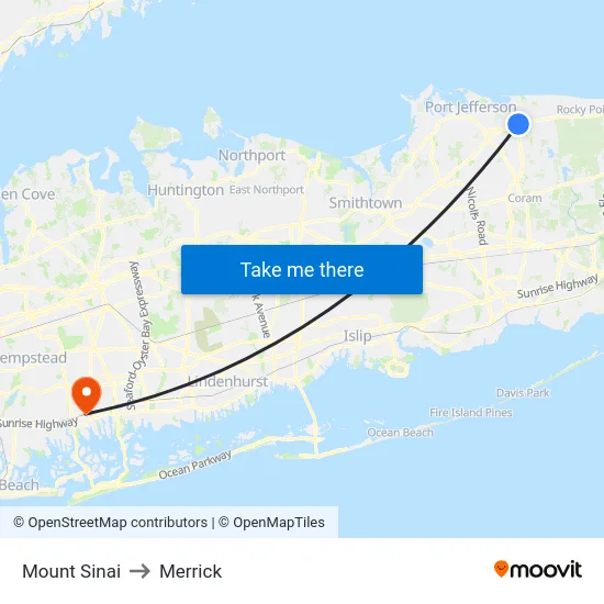 Mount Sinai to Merrick map
