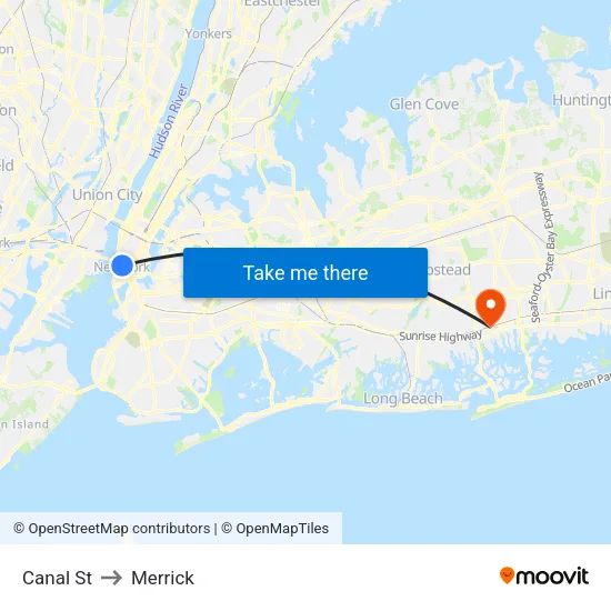Canal St to Merrick map