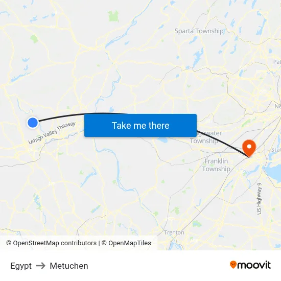 Egypt to Metuchen map