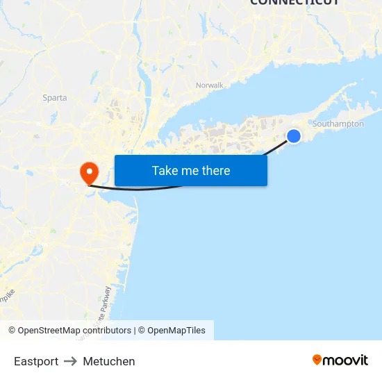 Eastport to Metuchen map