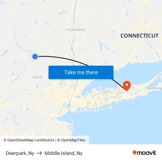 Deerpark, Ny to Middle Island, Ny map