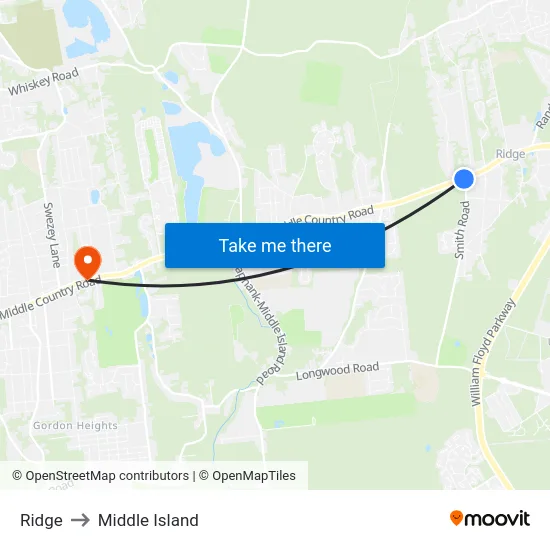 Ridge to Middle Island map