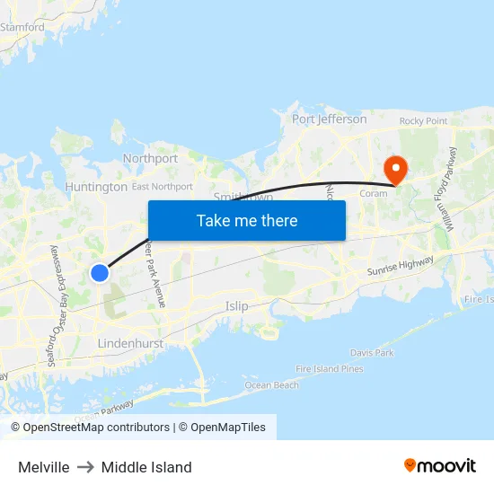Melville to Middle Island map