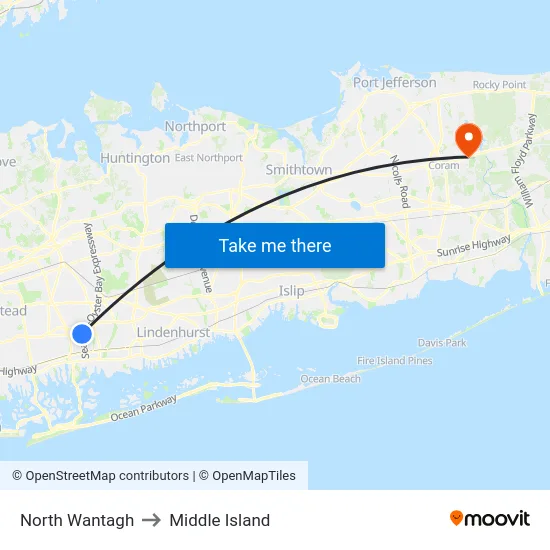 North Wantagh to Middle Island map