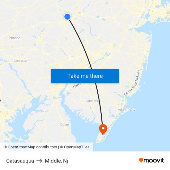 Catasauqua to Middle, Nj map