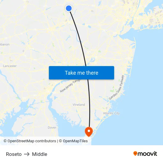 Roseto to Middle map