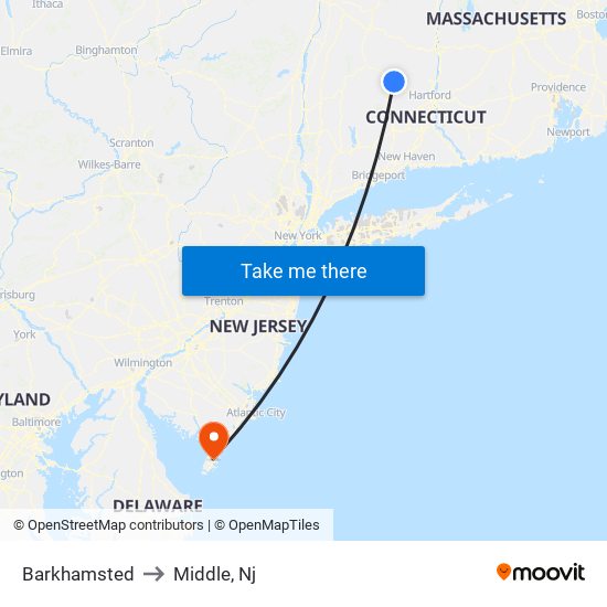 Barkhamsted to Middle, Nj map