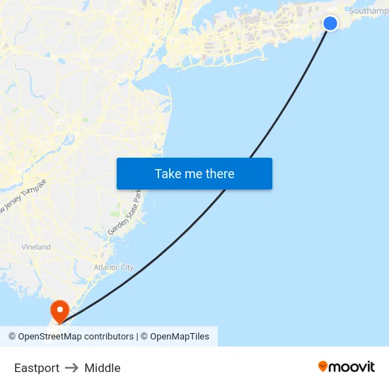 Eastport to Middle map