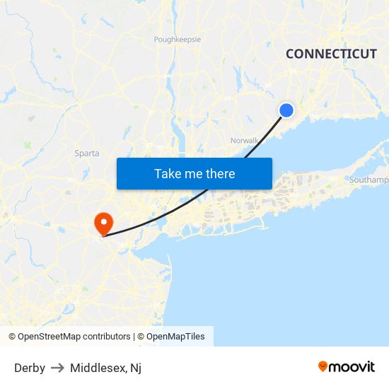 Derby to Middlesex, Nj map