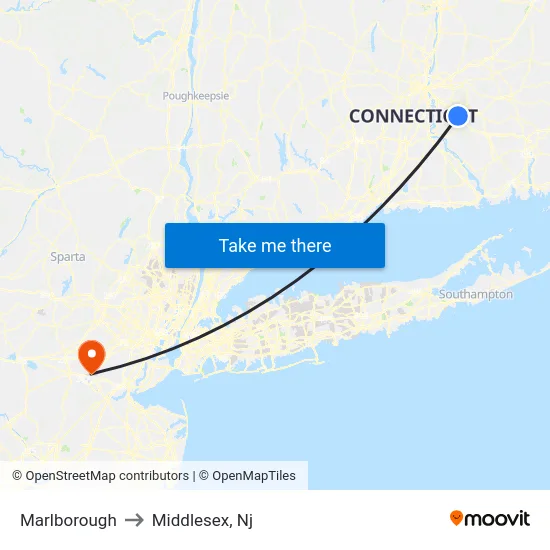 Marlborough to Middlesex, Nj map