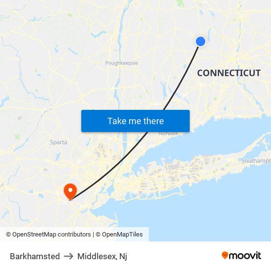 Barkhamsted to Middlesex, Nj map