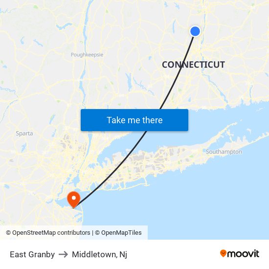 East Granby to Middletown, Nj map