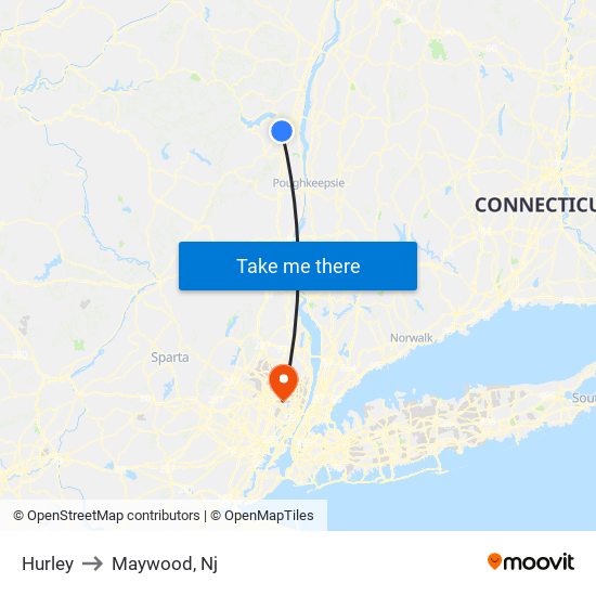 Hurley to Maywood, Nj map