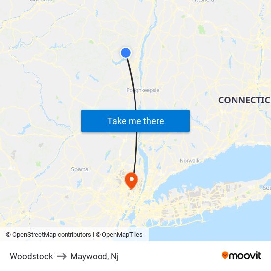 Woodstock to Maywood, Nj map