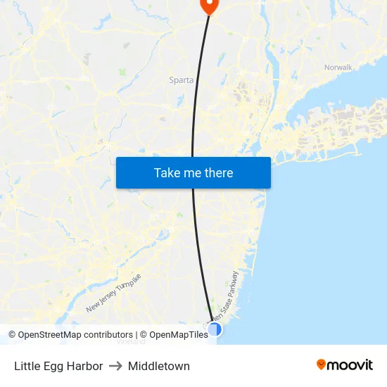 Little Egg Harbor to Middletown map
