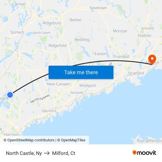 North Castle, Ny to Milford, Ct map