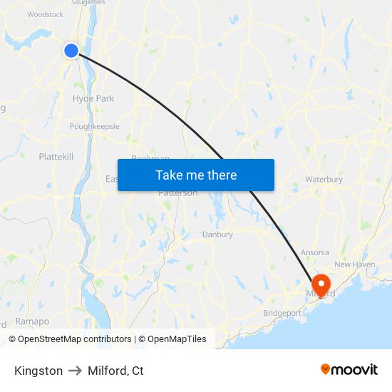 Kingston to Milford, Ct map