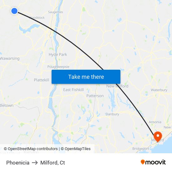 Phoenicia to Milford, Ct map