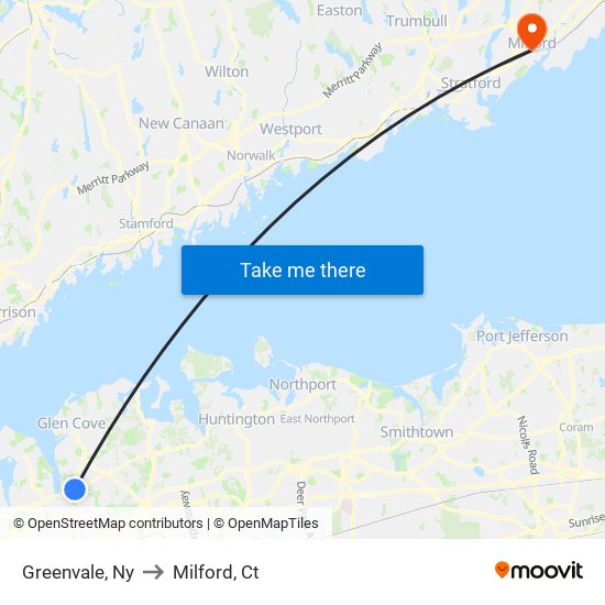 Greenvale, Ny to Milford, Ct map