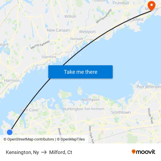 Kensington, Ny to Milford, Ct map