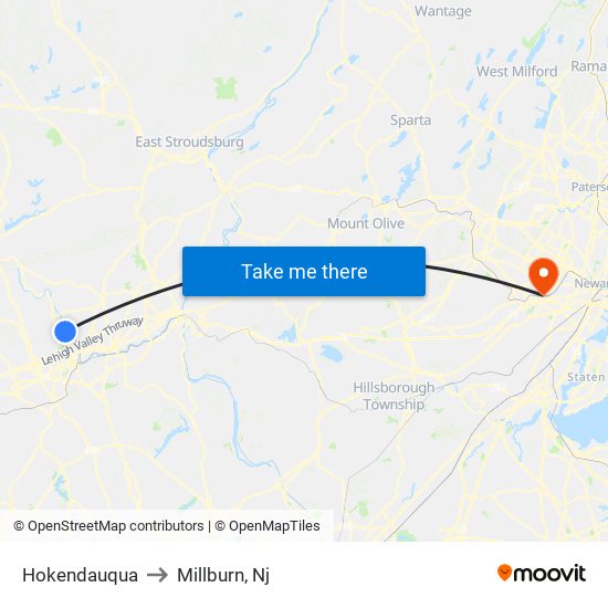 Hokendauqua to Millburn, Nj map