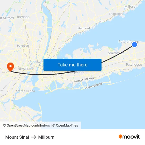 Mount Sinai to Millburn map