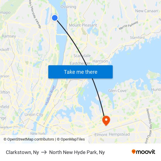 Clarkstown, Ny to North New Hyde Park, Ny map