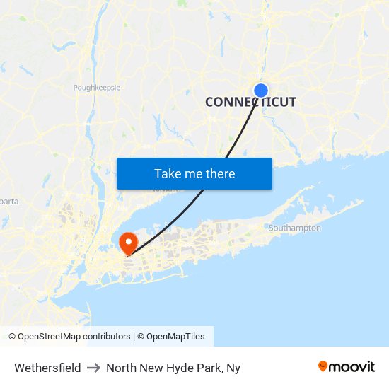 Wethersfield to North New Hyde Park, Ny map