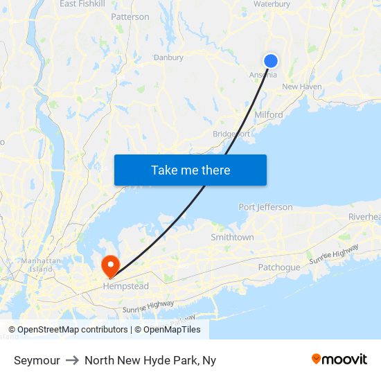 Seymour to North New Hyde Park, Ny map