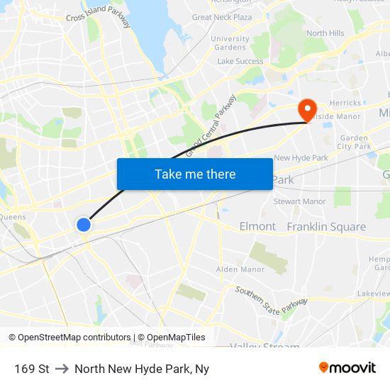 169 St to North New Hyde Park, Ny map