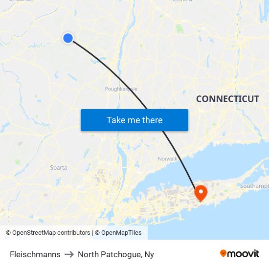 Fleischmanns to North Patchogue, Ny map