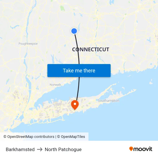 Barkhamsted to North Patchogue map