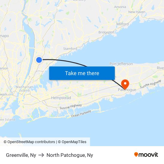 Greenville, Ny to North Patchogue, Ny map