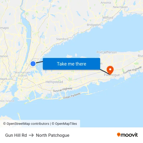Gun Hill Rd to North Patchogue map
