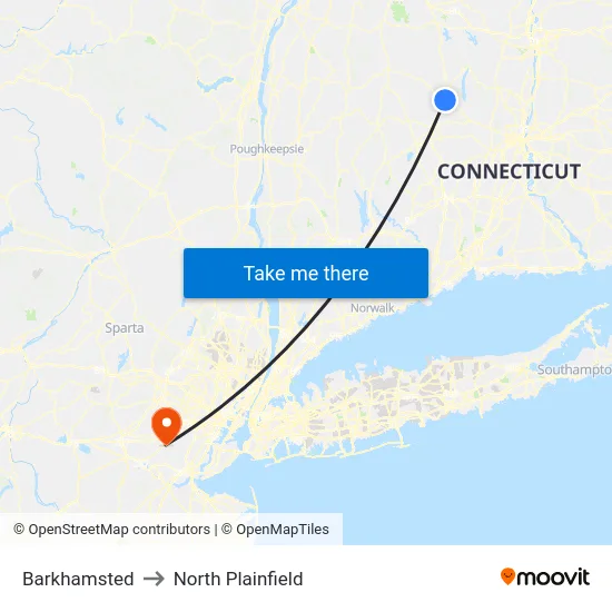 Barkhamsted to North Plainfield map