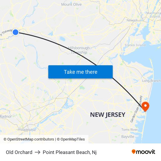 Old Orchard to Point Pleasant Beach, Nj map