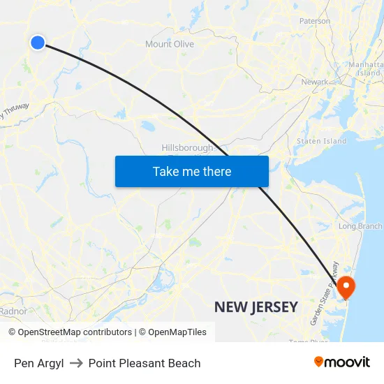 Pen Argyl to Point Pleasant Beach map