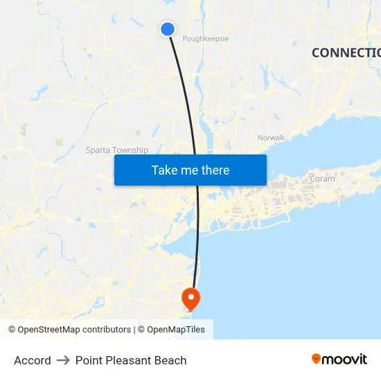 Accord to Point Pleasant Beach map