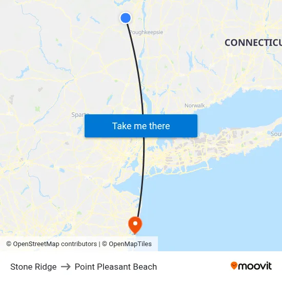 Stone Ridge to Point Pleasant Beach map