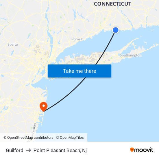 Guilford to Point Pleasant Beach, Nj map