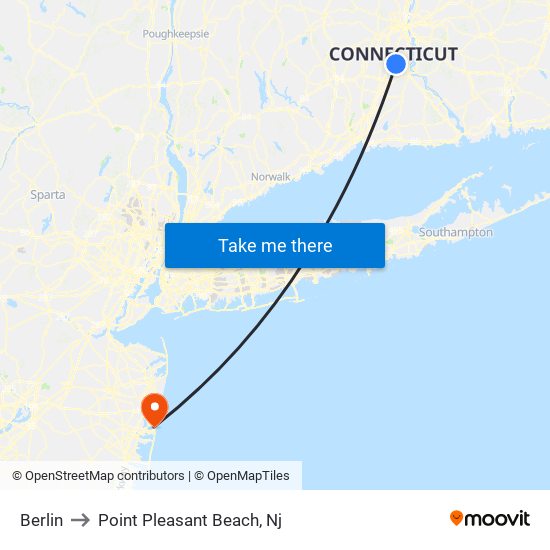 Berlin to Point Pleasant Beach, Nj map