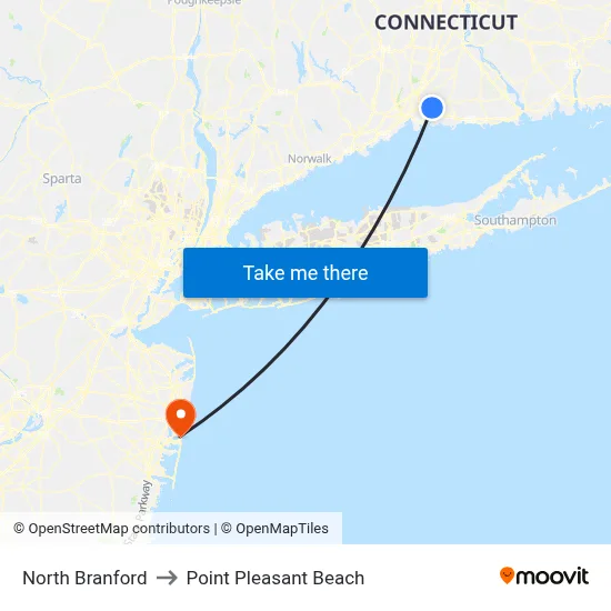 North Branford to Point Pleasant Beach map