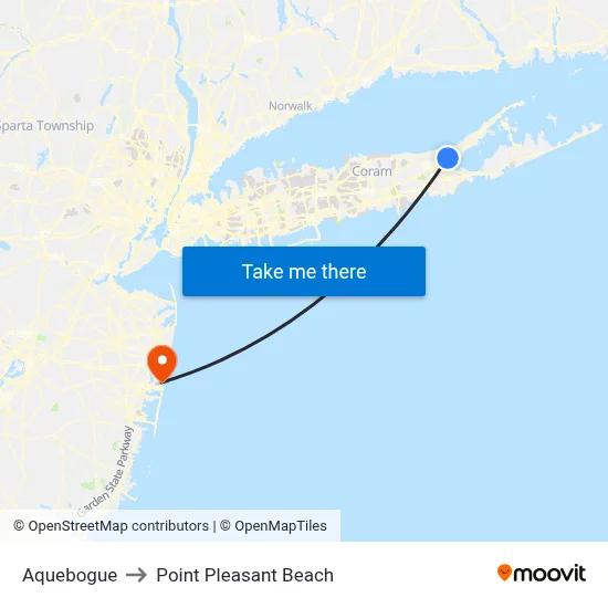Aquebogue to Point Pleasant Beach map