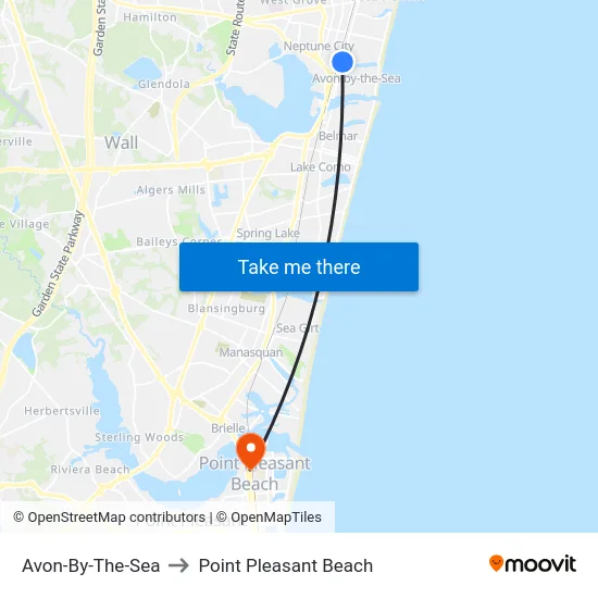 Avon-By-The-Sea to Point Pleasant Beach map